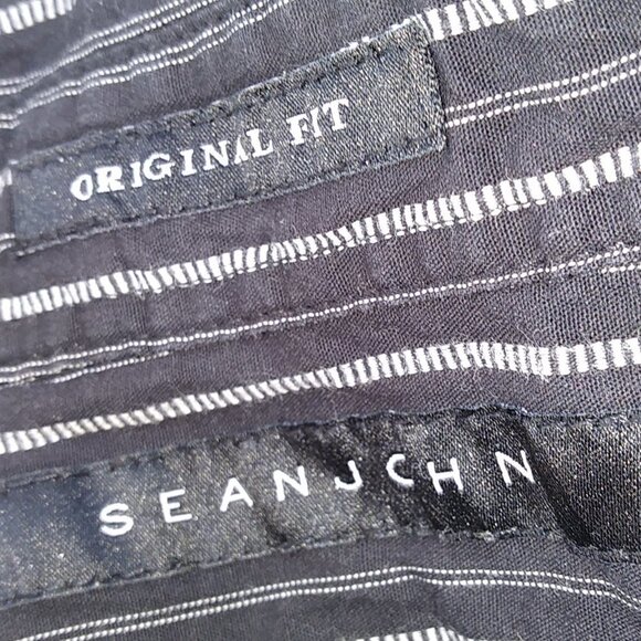 Sean John Men's Black White Striped Button Down - L - Original Fit - Picture 7 of 14